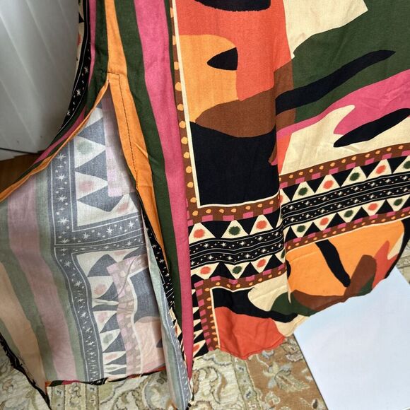 CaCay Maxi Dress Kaftan Made in Brasil Bohemian Tribal Artsy Resort Size M - Picture 4 of 11